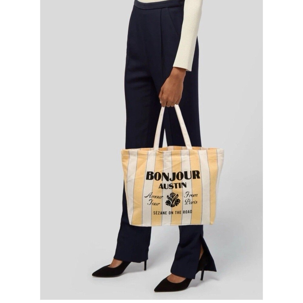 Sézane Bonjour Austin Amour Tour From Paris Tote Bag Stripe Austin Texas